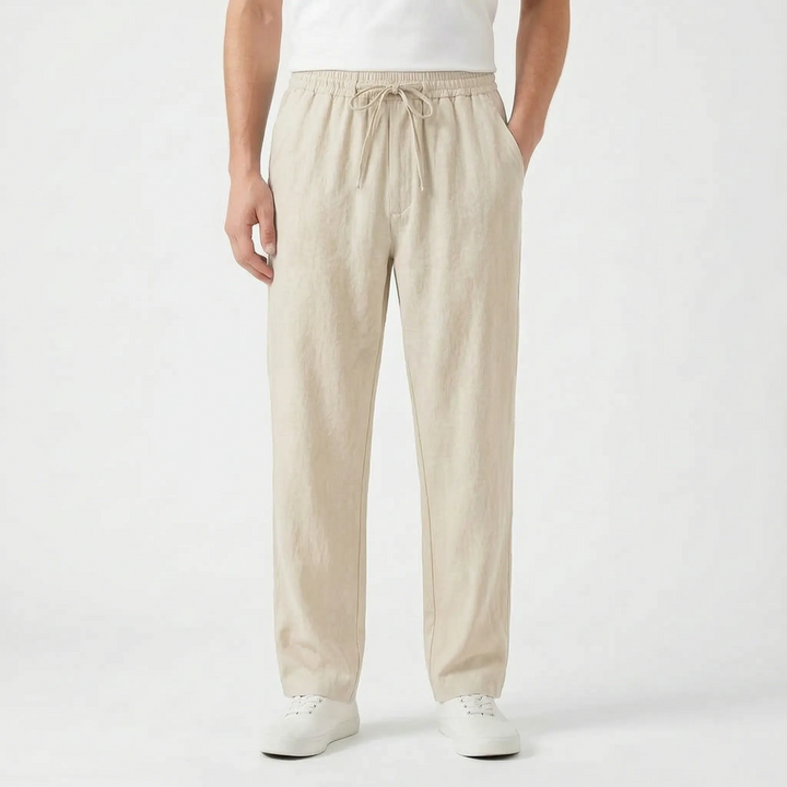 Soft men's relaxed fit straight leg joggers with elastic waist, great for casual comfort and everyday wear.