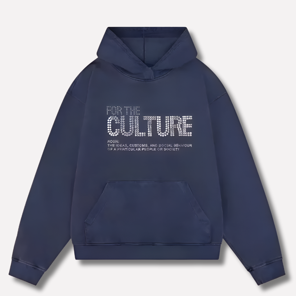 Men's relaxed fit graphic hoodie with 'For The Culture' print. Comfortable streetwear, urban casual wear.