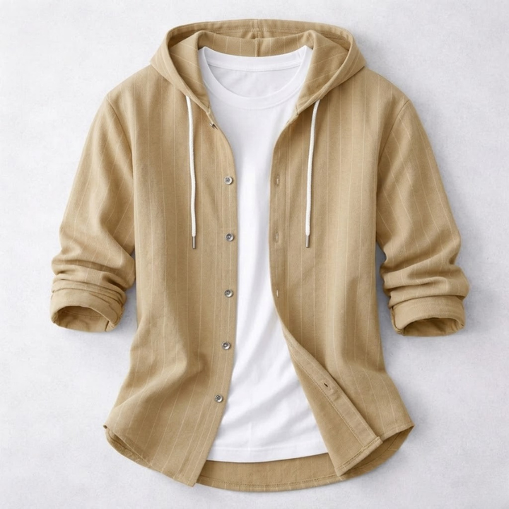 Stylish men's relaxed fit pullover hoodie shirt. Ideal casual everyday wear, versatile for spring & summer comfort.