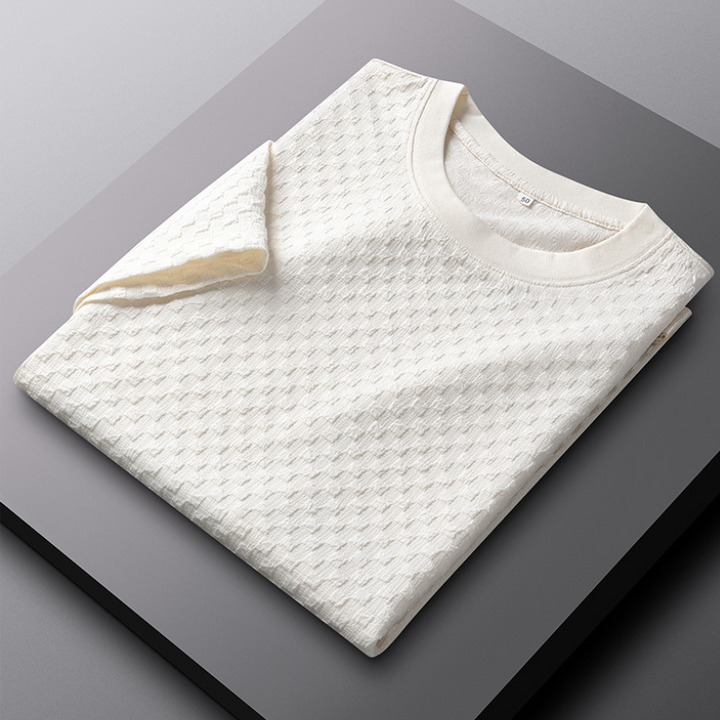 Close-up of soft fabric on a men's relaxed fit loungewear set, highlighting comfort and quality casual apparel.