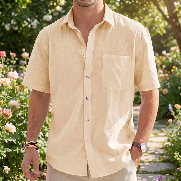 Men's relaxed fit short-sleeve shirt for ultimate summer comfort. Perfect casual warm weather button-up.
