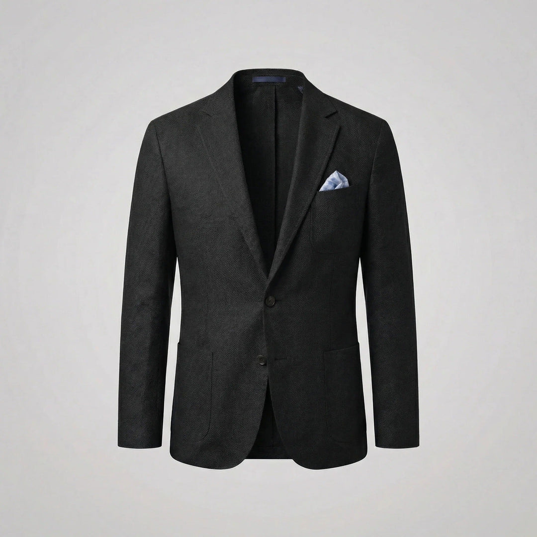 Front view of a men's relaxed fit summer blazer, ideal for smart casual outfits & everyday style.