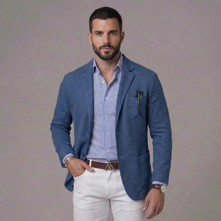 Lightweight men's relaxed fit summer blazer, ideal for comfortable smart casual & everyday style.