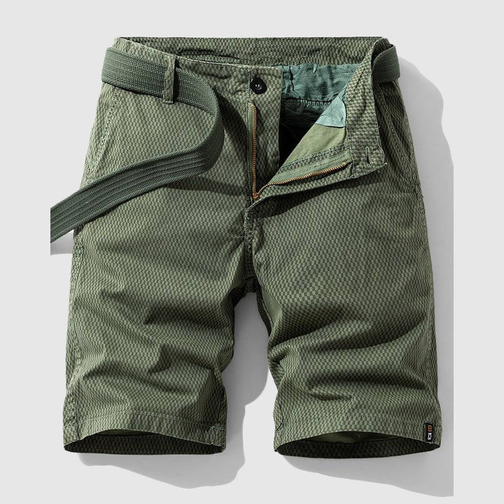 Front view of men's fashionable relaxed fit urban shorts, essential for summer and casual outfits.
