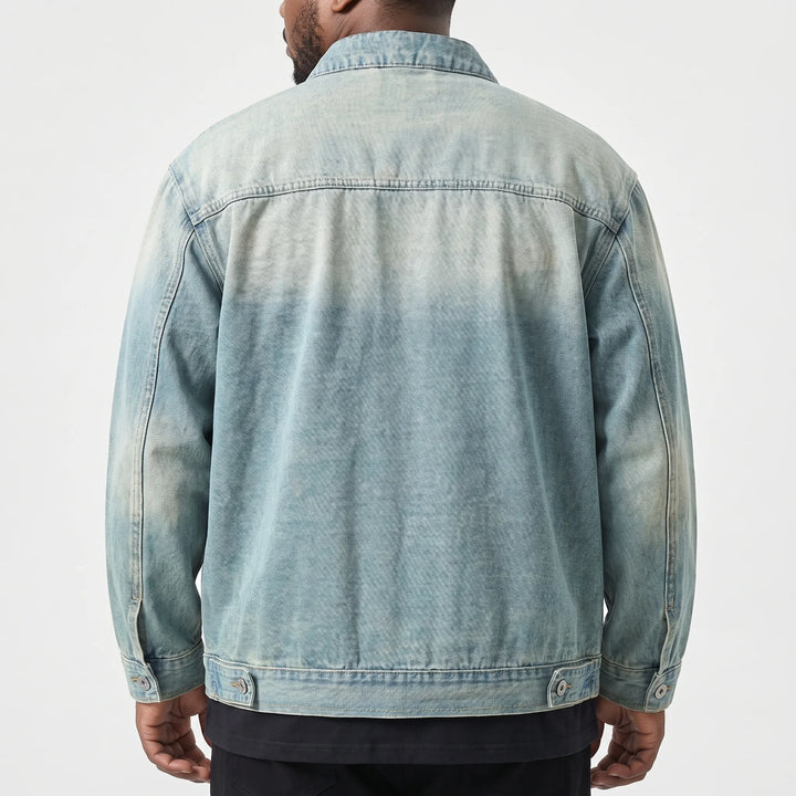 Stylish men's loose fit zip-up jacket in a solid color, perfect casual streetwear with long sleeves.