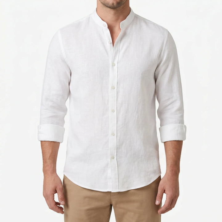 Relaxed fit men's long-sleeve button-up shirt, ideal for casual and everyday wear.