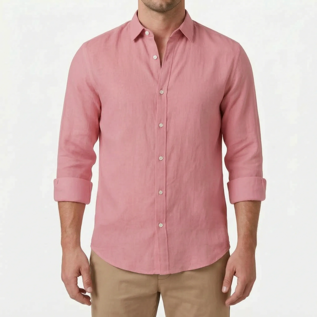 Men's casual long-sleeve shirt, a comfortable relaxed fit button-up, great for versatile styling.
