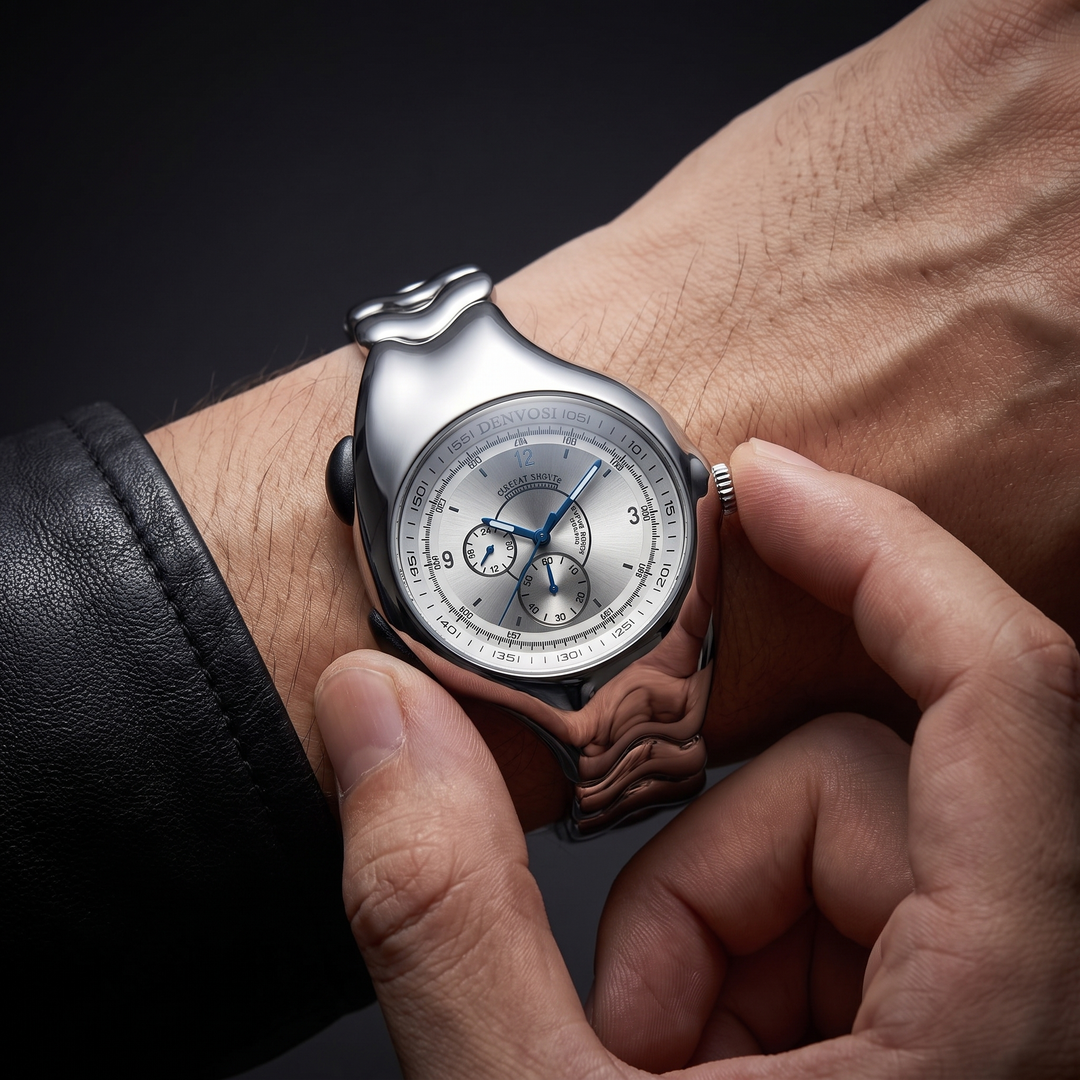 Stylish men's retro oval quartz watch with luminous dial & water resistance. Classic vintage timepiece.