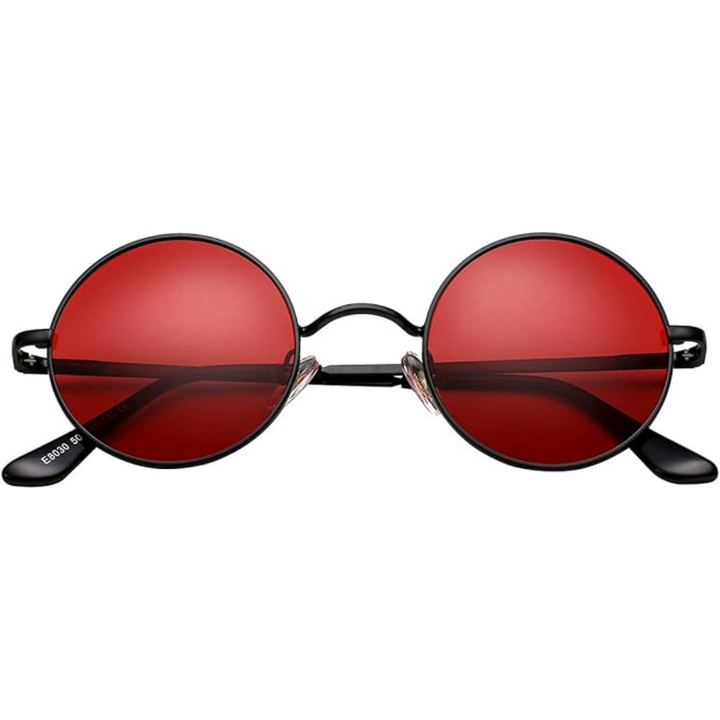 Lightweight men's retro round polarized sunglasses, excellent for glare reduction & UV protection.