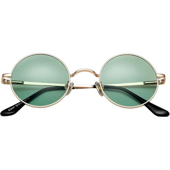 Men's retro round frame polarized sunglasses, UV protected, classic style for glare reduction.