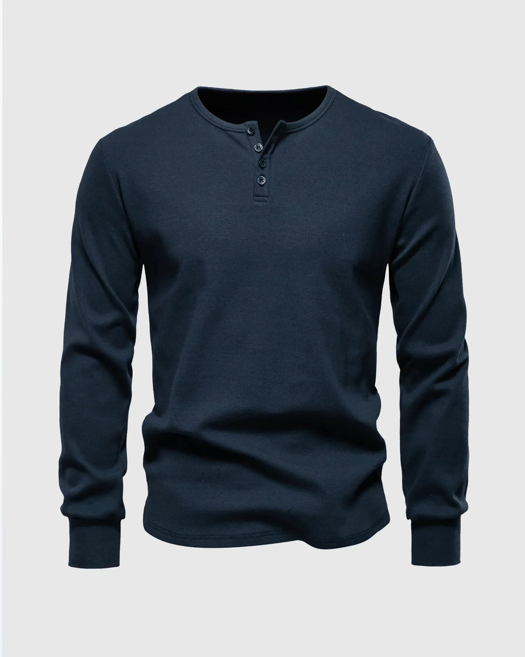 Classic men's rib knit henley, a must-have long sleeve shirt for casual and smart-casual looks.