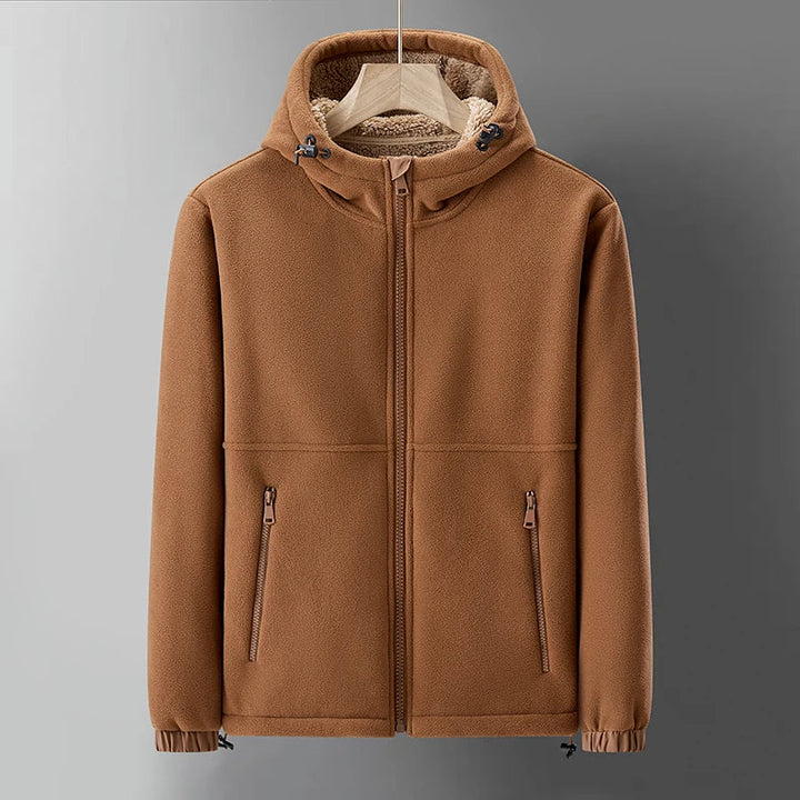 Cozy men's Ridge Lined Hoodie, perfect for cold weather. Warm, comfortable, and stylish casual layered outerwear.