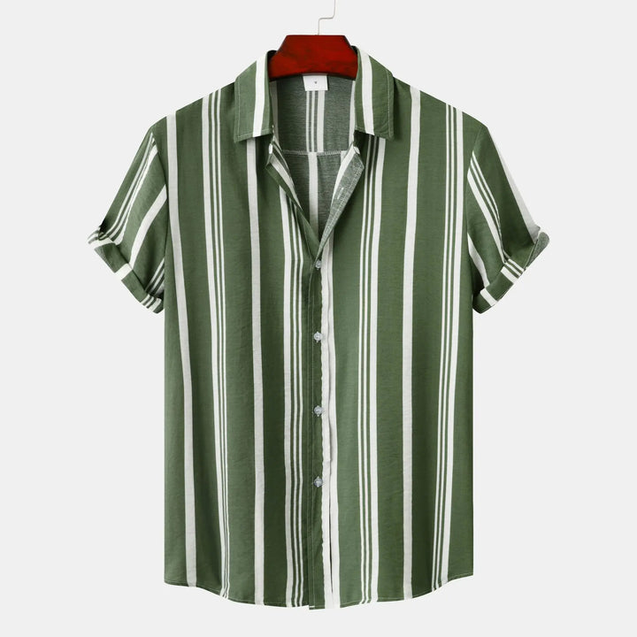 Men's elegant striped button-down shirt, a versatile long sleeve men's apparel for any occasion.