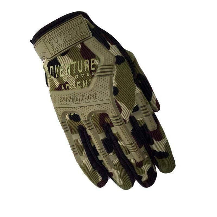 Close-up of a single men's combat work glove, highlighting the reinforced knuckles and grip for protective gear.