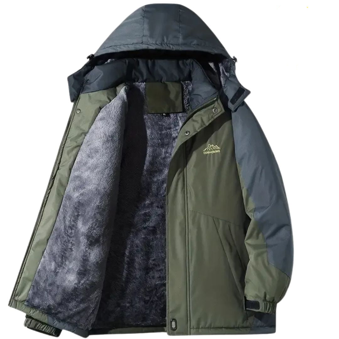 Casual men's Roderik hooded outdoor jacket, all-weather protection, great for fall activities & hiking.