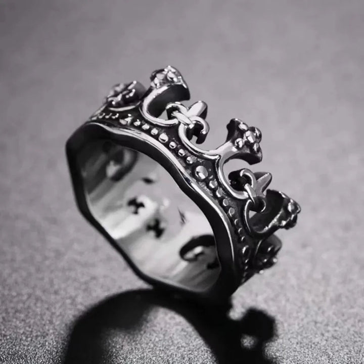 Men's Royal Crown Ring, Kingmaker Edition. Stainless steel vintage statement ring with royal crown design.