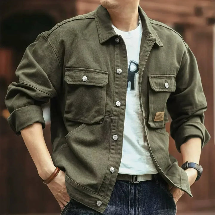 Men's rugged field jacket in classic design. Versatile men's outdoor utility jacket for everyday casual wear.