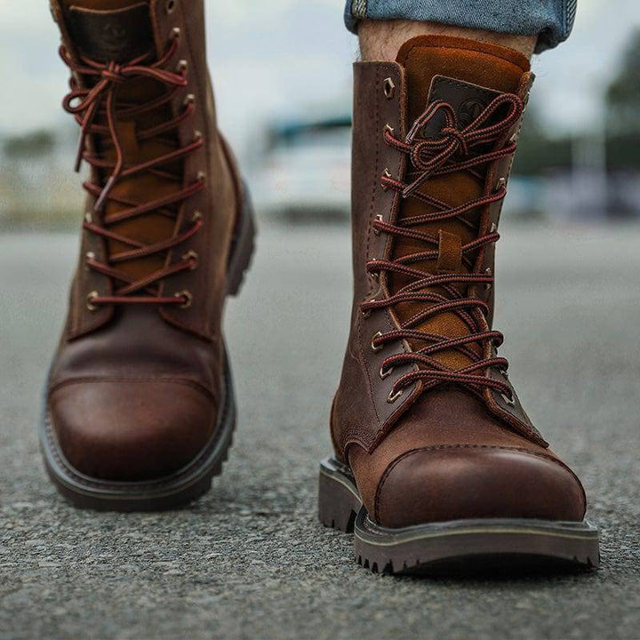 Men's rugged high-top leather hunting boots, waterproof & durable for outdoor adventures
