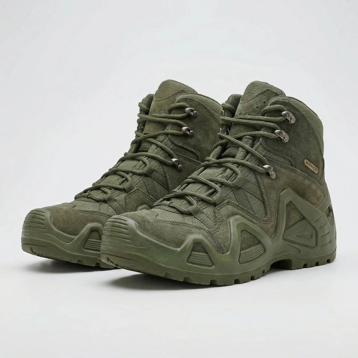 Outdoor footwear: Men's rugged mid-top tactical boots. Durable and adventure-ready for all terrain.