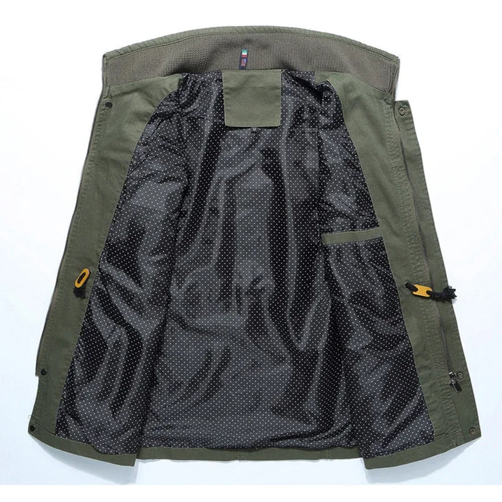 Durable men's utility jacket for workwear or travel, offering rugged style & practical pockets for daily essentials.