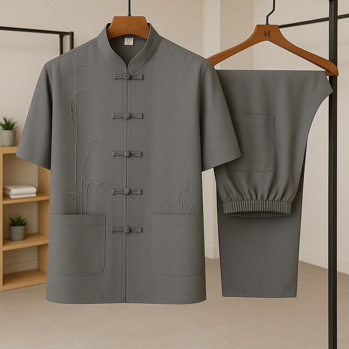 Men's stylish Sereno relaxed-fit 2-piece set, a complete comfortable summer outfit for men's casual fashion.