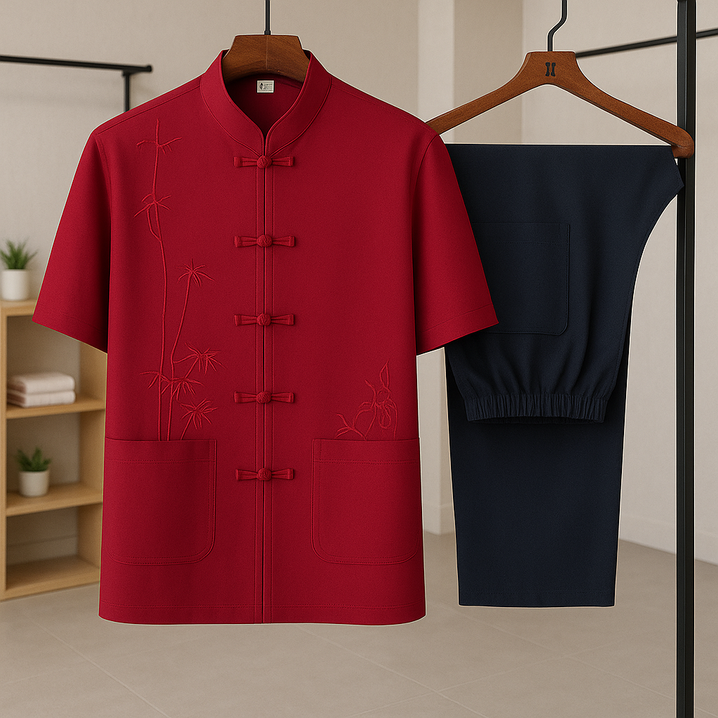 Versatile men's Sereno relaxed-fit 2-piece set for loungewear, casual outings, or stylish summer wear.