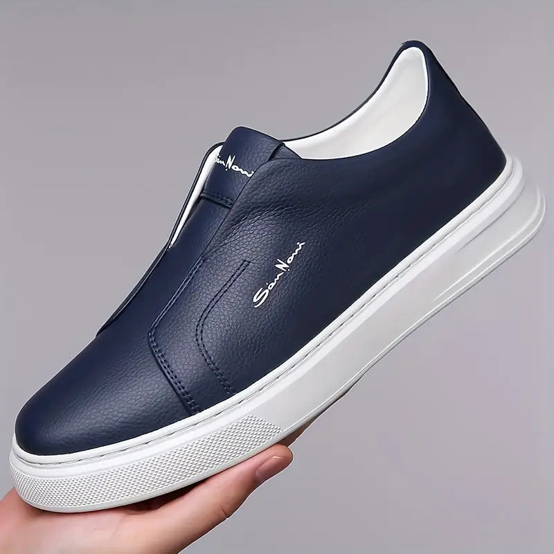 Navy men's Shoreline slip-on comfort sneakers, combining modern style with casual ease.