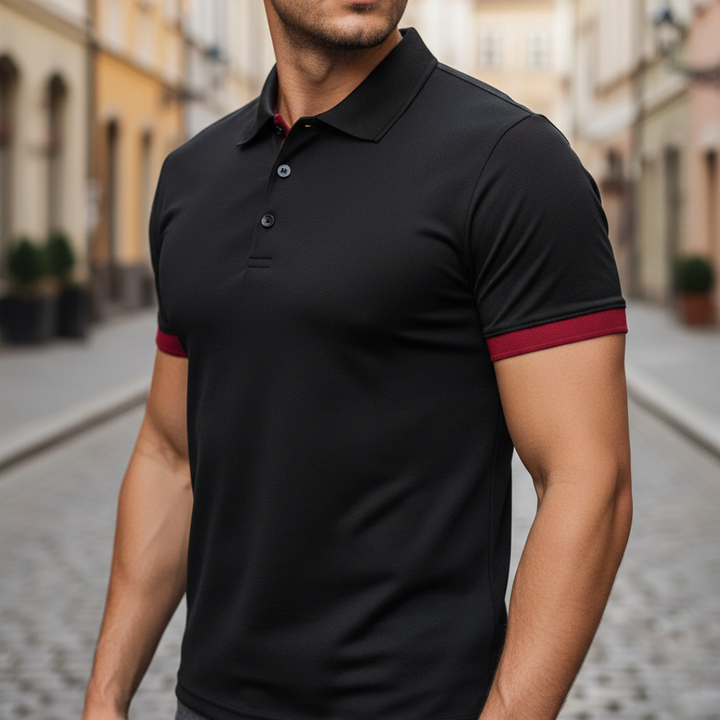 Classic men's short sleeve solid polo shirt, comfortable and stylish for everyday fashion.