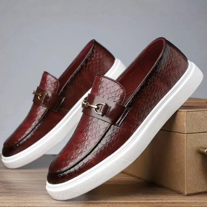 Classic men's leather Siena slip-on loafers, ideal for stylish formal attire.