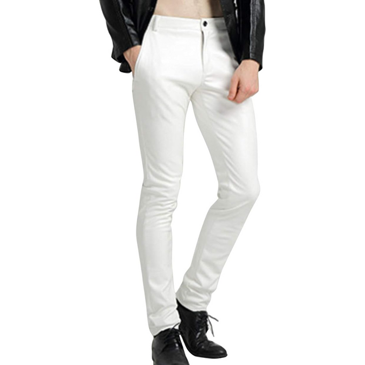 Modern men's tapered pants, sleek design ideal for biker fashion, street style, and comfort.
