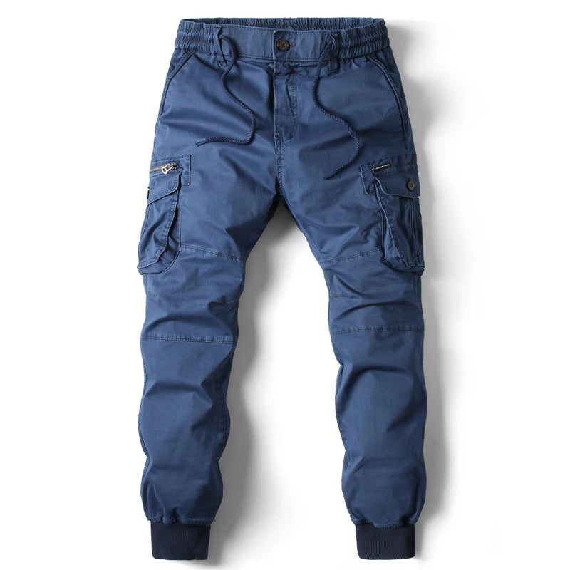 Stylish men's slim fit cargo joggers, versatile pants for casual, activewear, or modern streetwear looks with practical pockets.