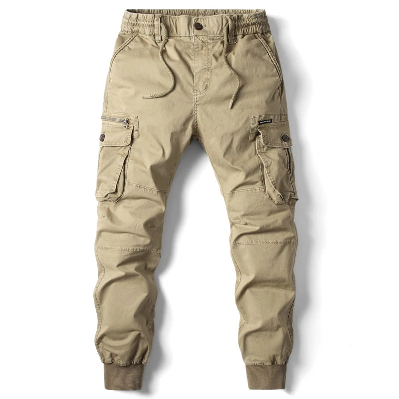 High-quality men's slim fit cargo joggers, durable pants for all-day comfort, perfect for utility, activewear, and streetwear.
