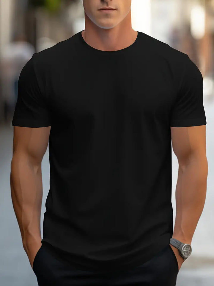 Timeless men's fashion: a slim fit crew neck short sleeve tee, offering an essential and polished style.