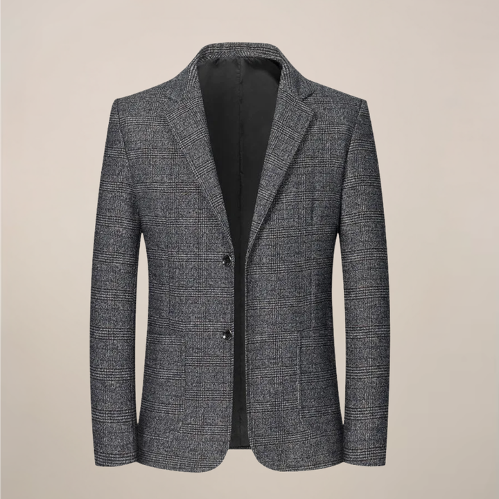 Modern slim fit men's plaid blazer with vintage check. Tailored for a sharp, sophisticated look, great for any occasion.