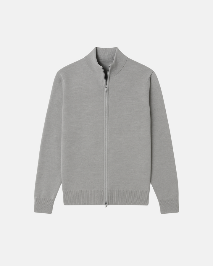 Men's slim fit zip-up jacket with a stylish stand collar for modern, casual outerwear.