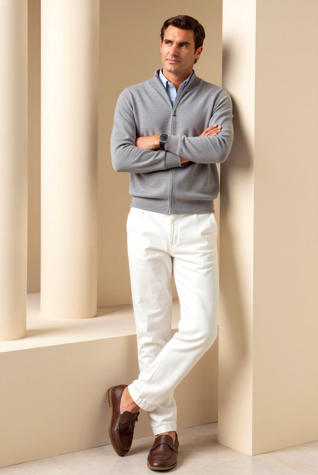 Casual men's zip-up jacket, slim fit, stand collar. Perfect everyday outerwear for a stylish modern look.