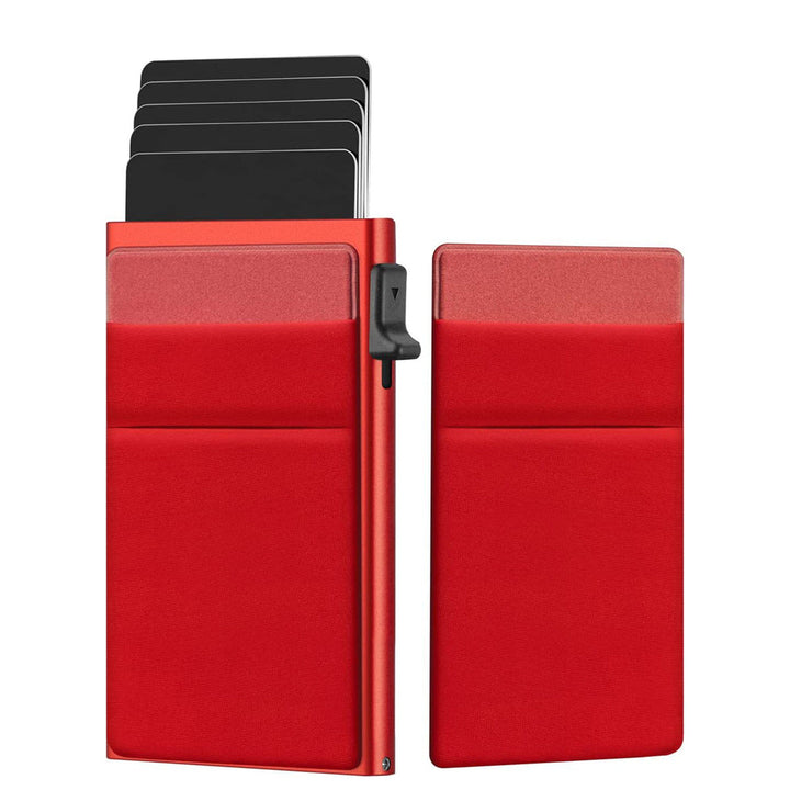 Sleek men's metal credit card holder, slim RFID wallet for secure card protection.