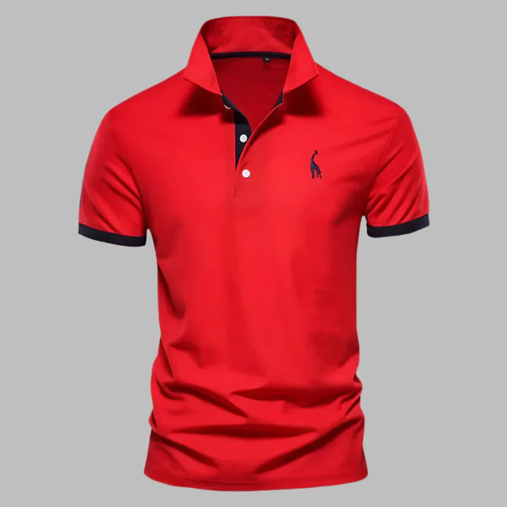 Stylish men's polo shirt with unique contrast trim collar & placket detail for a smart casual look.
