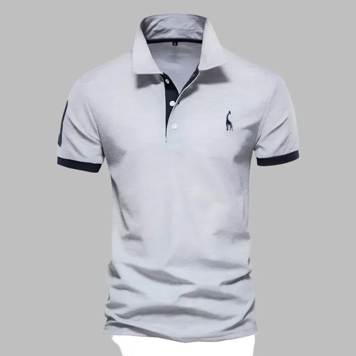 Classic men's short-sleeve polo shirt, an essential for smart casual outfits and summer fashion.