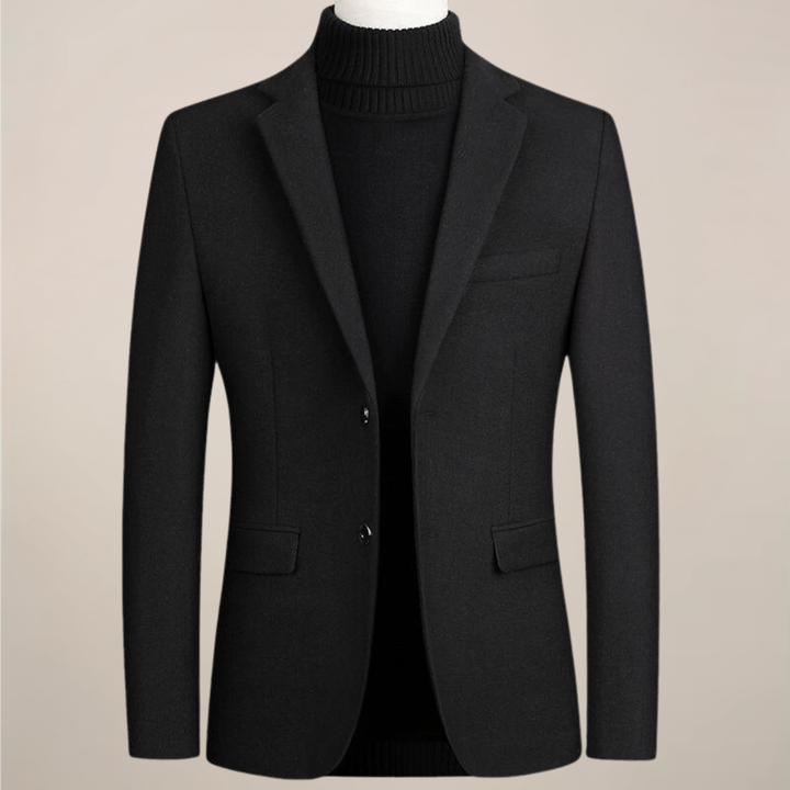 Slim fit men's smart casual blazer, a tailored two-button jacket for business casual or elegant evening wear.
