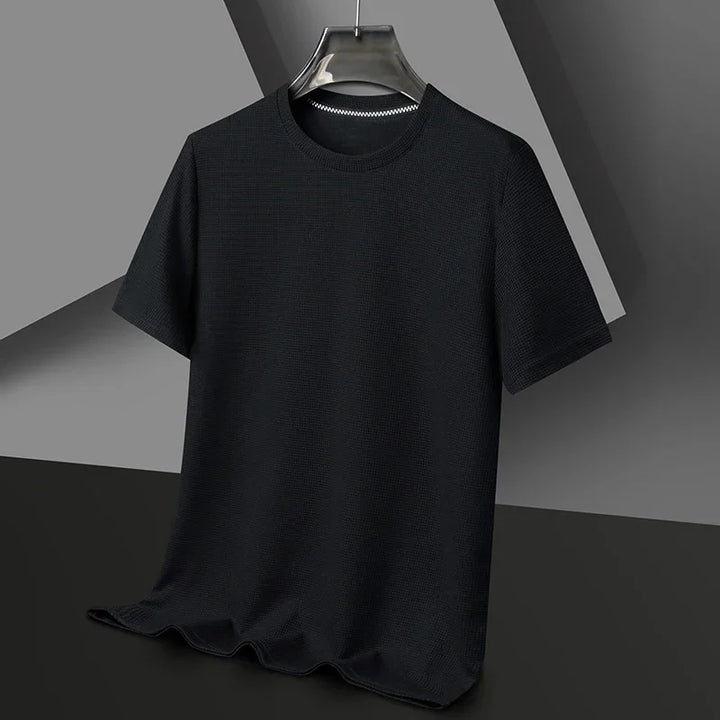 Classic fit men's textured tee, versatile casual wear and comfortable layering top.