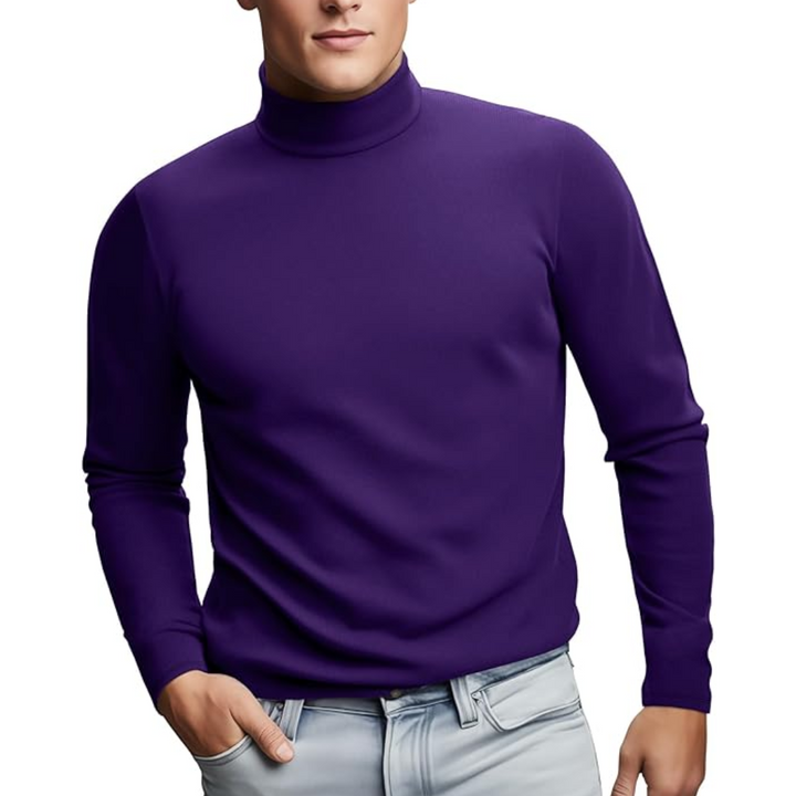 High-quality men's soft thermal roll neck long sleeve baselayer shirt for winter comfort.