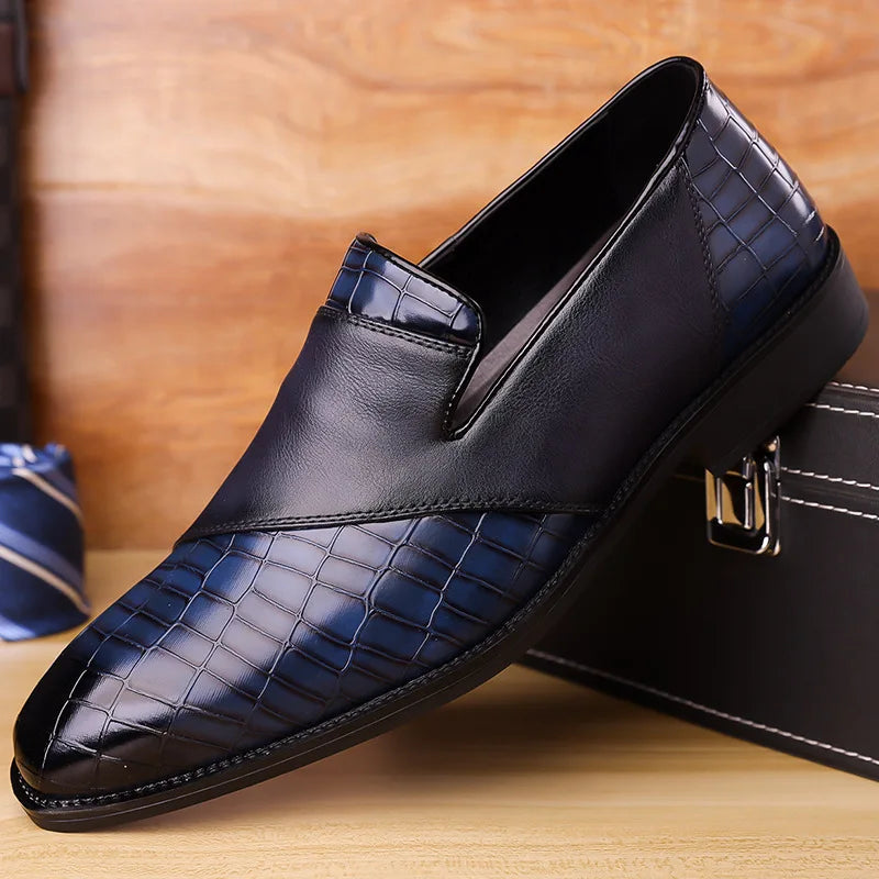 Polished men's croc loafers. Stylish slip-on footwear, ideal for formal, business, & smart casual looks.