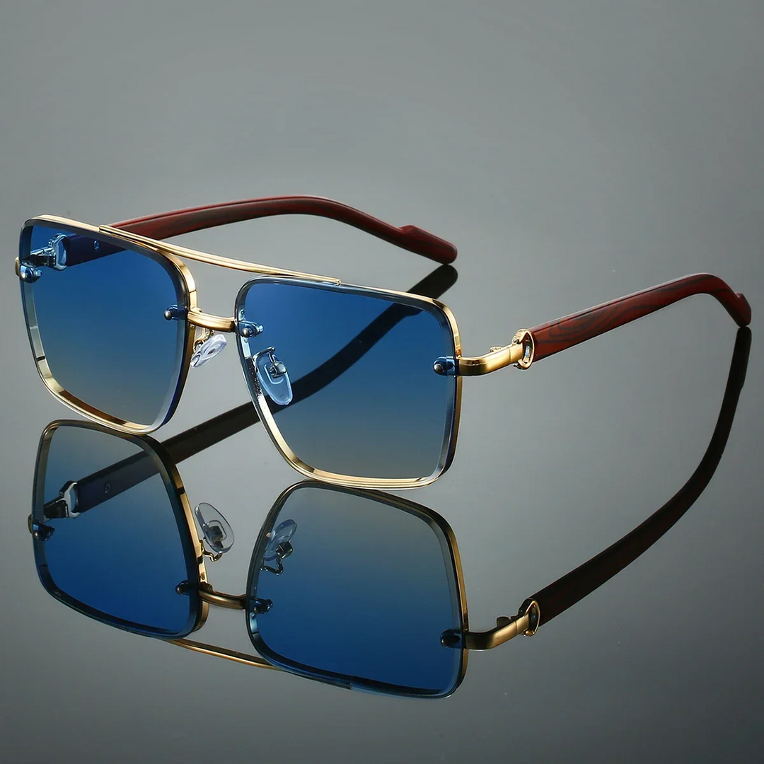 Stylish men's square aviator sunglasses with UV protection, essential men's eyewear accessory.