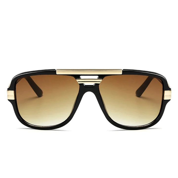 Men's square aviator sunglasses: bold black acetate frames, gradient UV400 lenses. Essential men's eyewear.