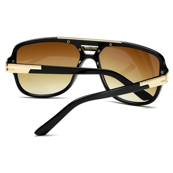 Sleek men's square aviator sunglasses, gradient UV400 lenses, black acetate frames. Fashion & sun protection.