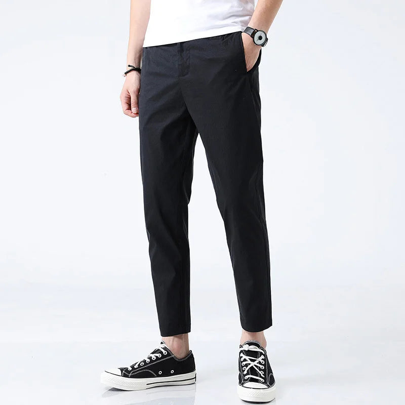 Stylish men's straight fit ankle length chinos, ideal versatile pants for modern casual or semi-formal looks.