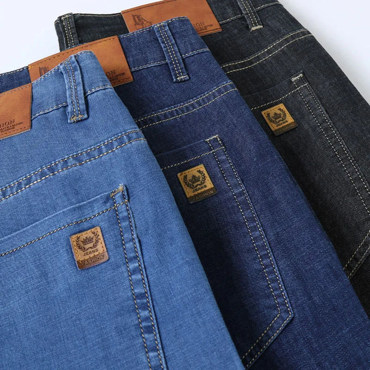 Comfortable men's straight fit stretch denim jeans, ideal for men's fashion & daily wear.