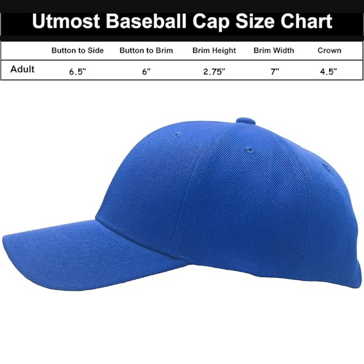 Front view of a men's structured baseball cap, a timeless adjustable accessory for men.