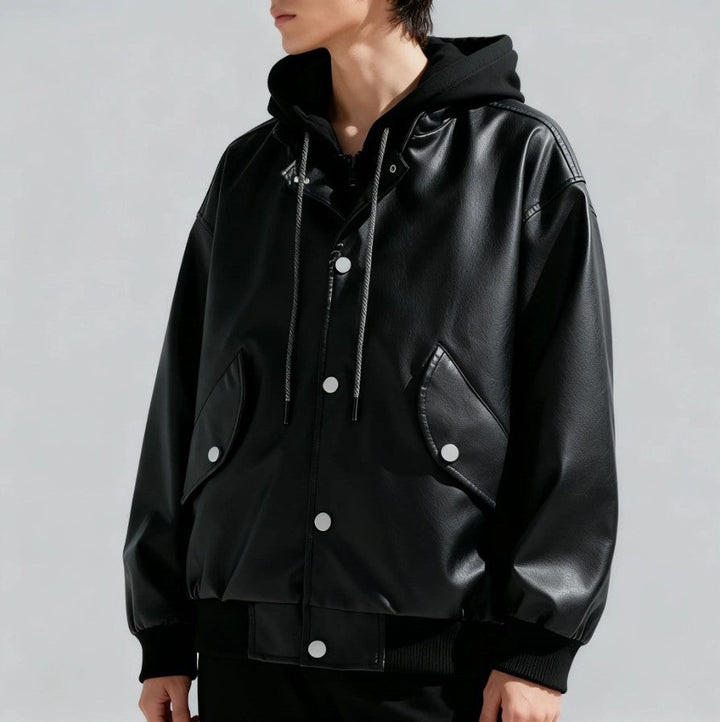 Versatile men's zip-up biker jacket, ideal outerwear for a stylish, modern look and everyday fashion.